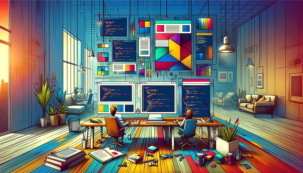Táto ilustrácia zobrazuje tímové stretnutie, ktoré zdôrazňuje tímovú prácu a komunikáciu v modernom kancelárskom prostredí s minimalistickými dizajnovými prvkami.