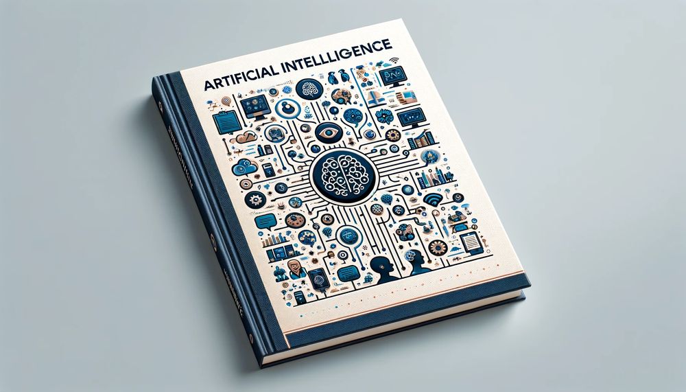Toto je jednoduchý a čistý dizajn obálky knihy ilustrujúci tému integrácie umelej inteligencie v rôznych sektoroch. Obálka obsahuje symbolické reprezentácie AI, ako sú neurónové siete, spolu s ikonami, ktoré reprezentujú rôzne odvetvia, ako zdravotníctvo, vzdelávanie a podnikanie.